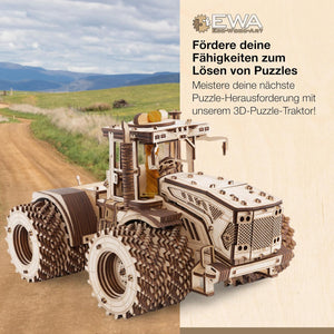 EWA Eco-Wood-Art - KIROVETS K-7M Three-Dimensional Mechanical Tractor-Puzzle for Adults and Teenagers-Collection Without Glue-596 Details, Colour Nature - eco-wood-art