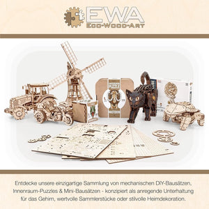 EWA Eco-Wood-Art - KIROVETS K-7M Three-Dimensional Mechanical Tractor-Puzzle for Adults and Teenagers-Collection Without Glue-596 Details, Colour Nature - eco-wood-art