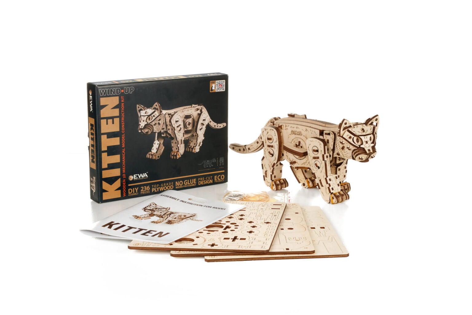 Kitten 3D Wooden Puzzle, 236 Pieces | EWA – eco-wood-art