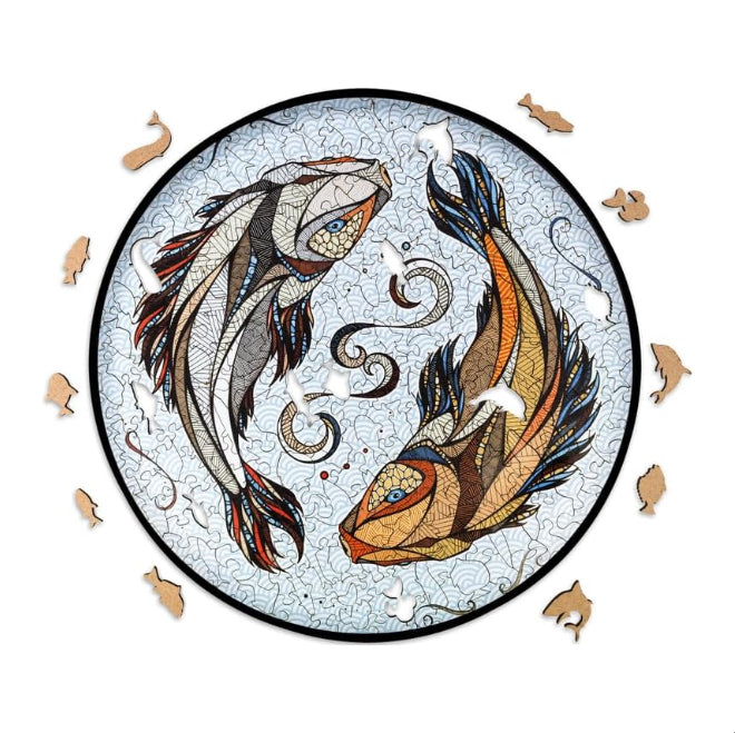 EWA Home Décor – Kois Medium 150 Pieces – Wooden Jigsaw Puzzle for Adults – Perfect for Artistic Home Decoration and Mindful Relaxation - eco-wood-art