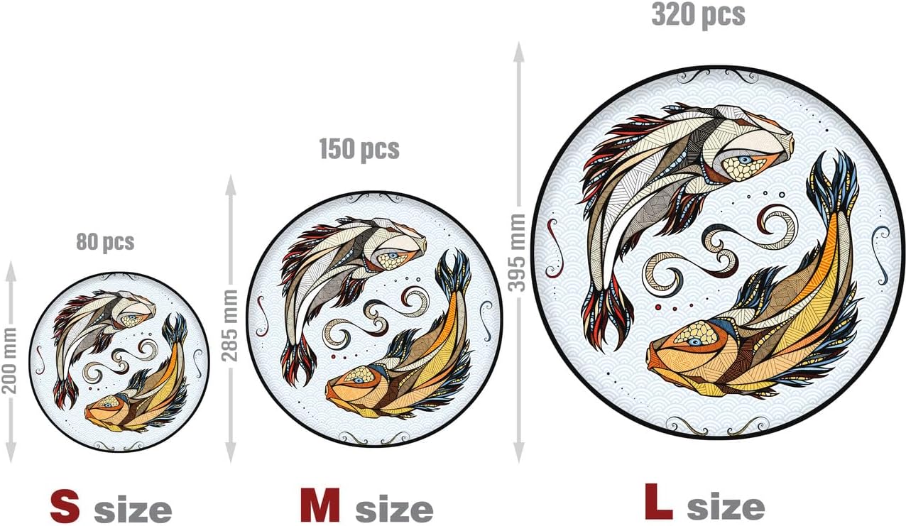 EWA Home Décor – Kois Medium 150 Pieces – Wooden Jigsaw Puzzle for Adults – Perfect for Artistic Home Decoration and Mindful Relaxation - eco-wood-art