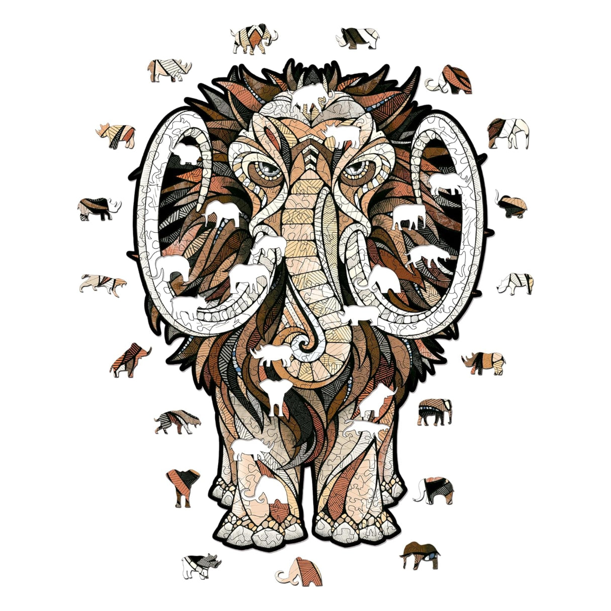 Mastodon S Wooden Puzzle for Adults - A 80-Piece Prehistoric Giant Ready to Adorn Your Living Space with Its Majestic Presence - eco-wood-art