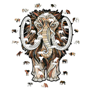 Mastodon S Wooden Puzzle for Adults - A 80-Piece Prehistoric Giant Ready to Adorn Your Living Space with Its Majestic Presence - eco-wood-art