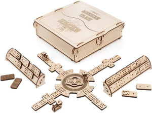 EWA Eco-Wood-Art Mexican Train Domino Game Set - Deluxe Wooden Version with 91 Dominoes, Holders, Locomotives, Station Hub, and Storage Box | Family Board Game - eco-wood-art