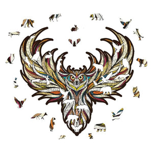 EWA Home Décor – Owl Small 70 Pieces – Wooden Jigsaw Puzzle for Adults – Perfect for Artistic Home Decoration and Mindful Relaxation - eco-wood-art