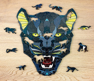 EWA Home Décor – Panther Small 80 Pieces – Wooden Jigsaw Puzzle for Adults – Perfect for Artistic Home Decoration and Mindful Relaxation - eco-wood-art
