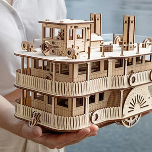 EWA Eco-Wood-Art Steamer - Deluxe Wooden model , Family Board Game - eco-wood-art