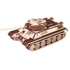 3D Wooden Puzzles for Adults - DIY T-34-85 Tank 3D Puzzle Model Kit with Rubber Band Engine, Rolling Wheels & Rotating Cannon - 3D Wooden Puzzle for 15 yrs Above & Adults - Eco Wood Art, 965 Pieces - eco-wood-art