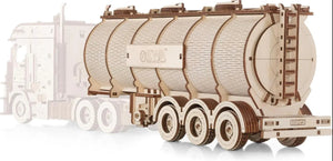DIY Wooden 3D Mechanical Model - Set Road King - Spring-Powered Mechanism - No Glue Needed - Top-Grade Plywood (Tank Semitrailer) - eco-wood-art