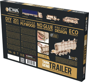 DIY Wooden 3D Mechanical Model - Set Road King - Spring-Powered Mechanism - No Glue Needed - Top-Grade Plywood (Tank Semitrailer) - eco-wood-art