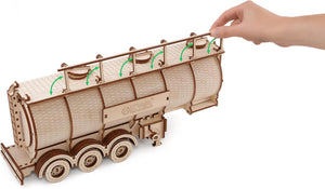 DIY Wooden 3D Mechanical Model - Set Road King - Spring-Powered Mechanism - No Glue Needed - Top-Grade Plywood (Tank Semitrailer) - eco-wood-art