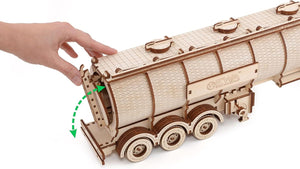 DIY Wooden 3D Mechanical Model - Set Road King - Spring-Powered Mechanism - No Glue Needed - Top-Grade Plywood (Tank Semitrailer) - eco-wood-art