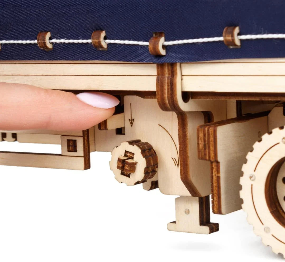 DIY Wooden 3D Mechanical Model - Set Road King - Spring-Powered Mechanism - No Glue Needed - Top-Grade Plywood (Tilt Semitrailer) - eco-wood-art