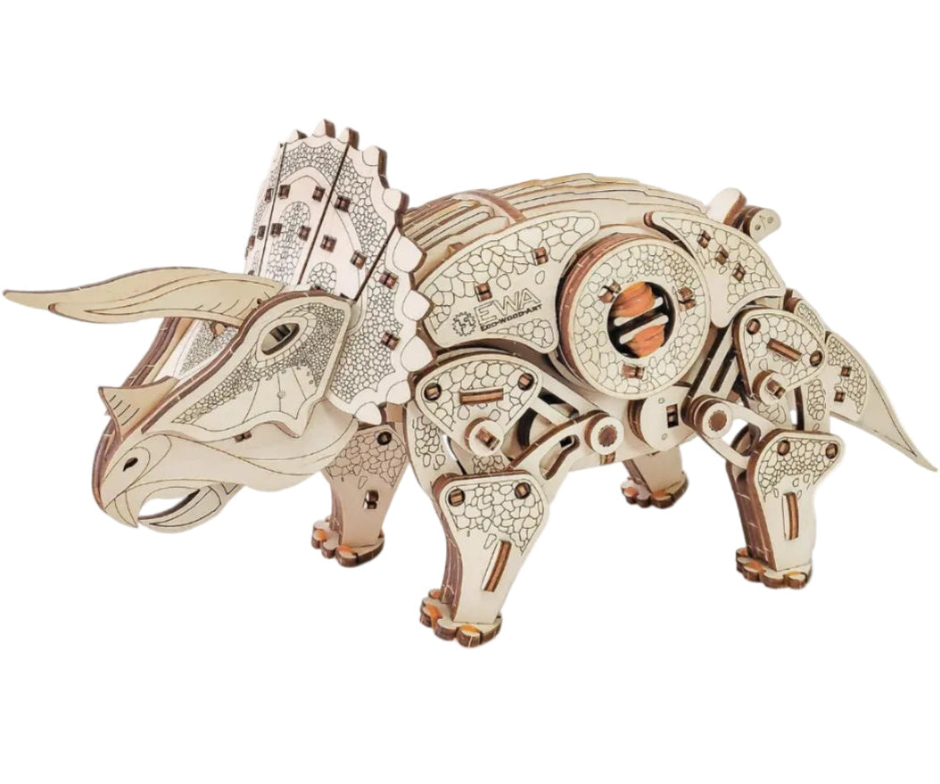 Triceratops mechanical wooden model by EWA, 283 pieces
